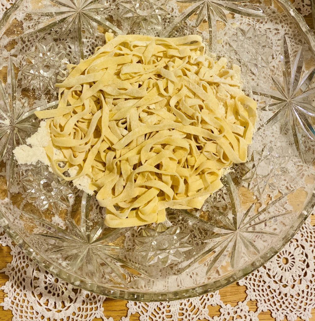 Homemade pasta in bowl