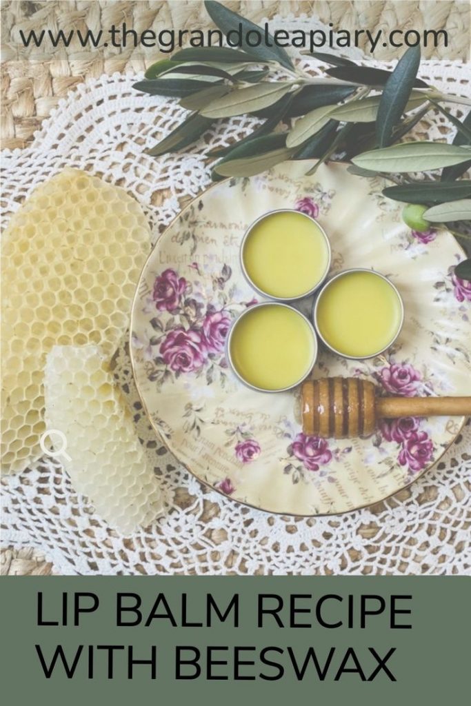 Pinnable image for lip balm recipe with beeswax