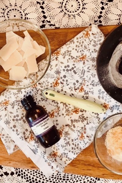 beeswax wrap materials on table