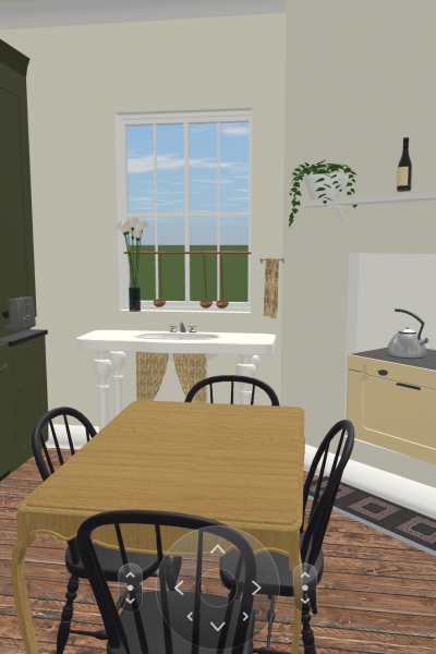 3d render of kitchen - from entry